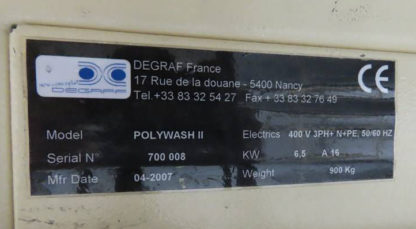 flexo printing plate washer Glunz & Jensen DEGRAF Polywash II - Image 7