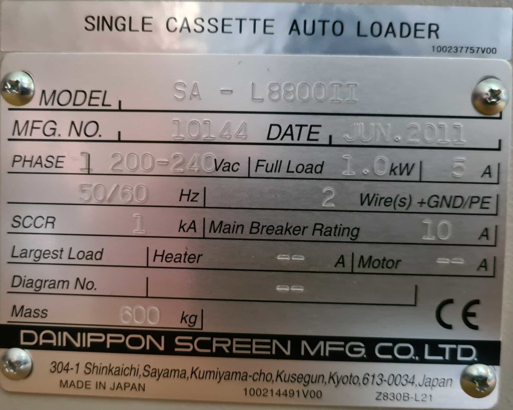 Single cassette autoloader for CTP PlateRite P-TR Model Dainippon ...