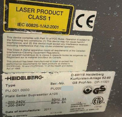 8up Thermal-CTP Heidelberg Suprasetter A 105 mit SCL und Prinect Metashooter V.13 - الصورة 2